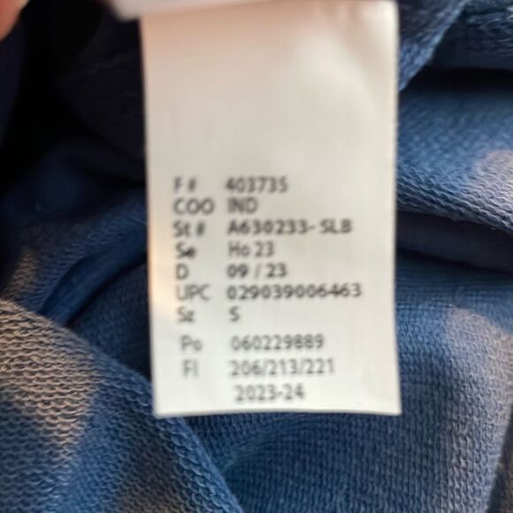 LOGO Life Lori Goldstein Pintuck Trim Hoodie Sweatshirt Steel Blue French Terry - Picture 10 of 10